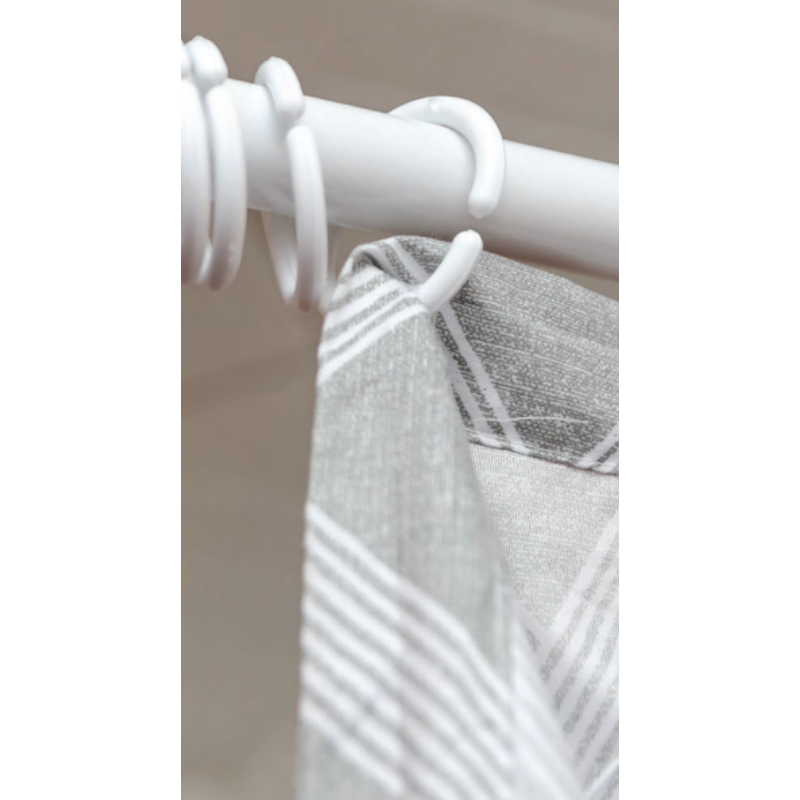 Round Shower Curtain Hooks – Beige – Set of 12