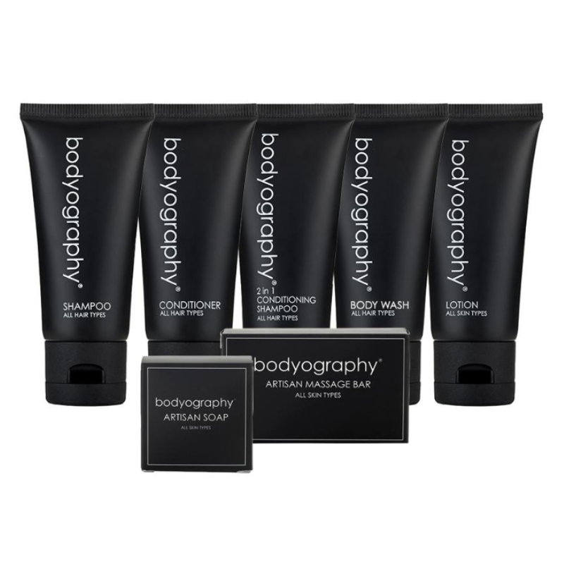 Bodyography Travel Kit – Complete Guest Amenities (Case of 25)