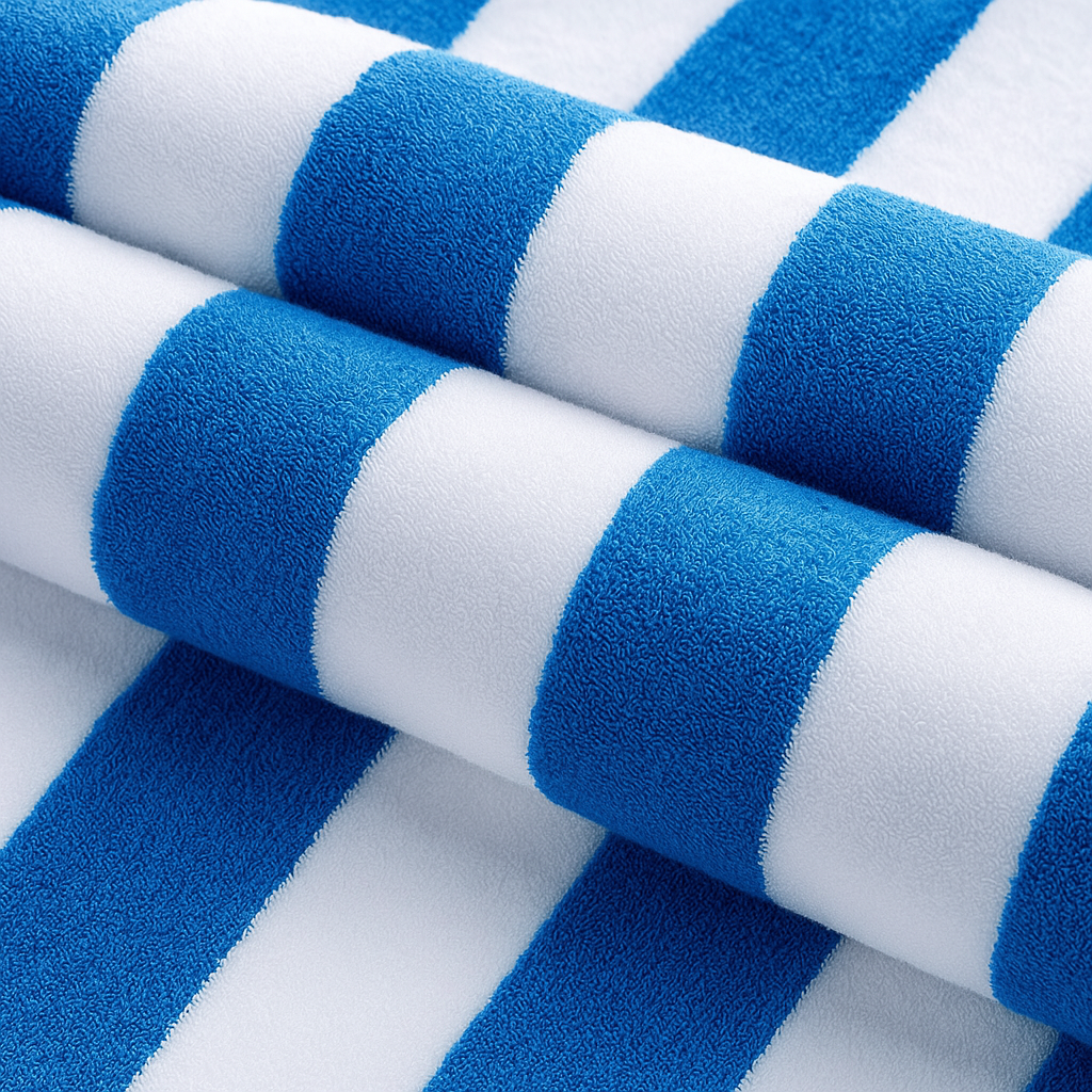 Blue Tropical Stripes 100% Ring-Spun Cotton
