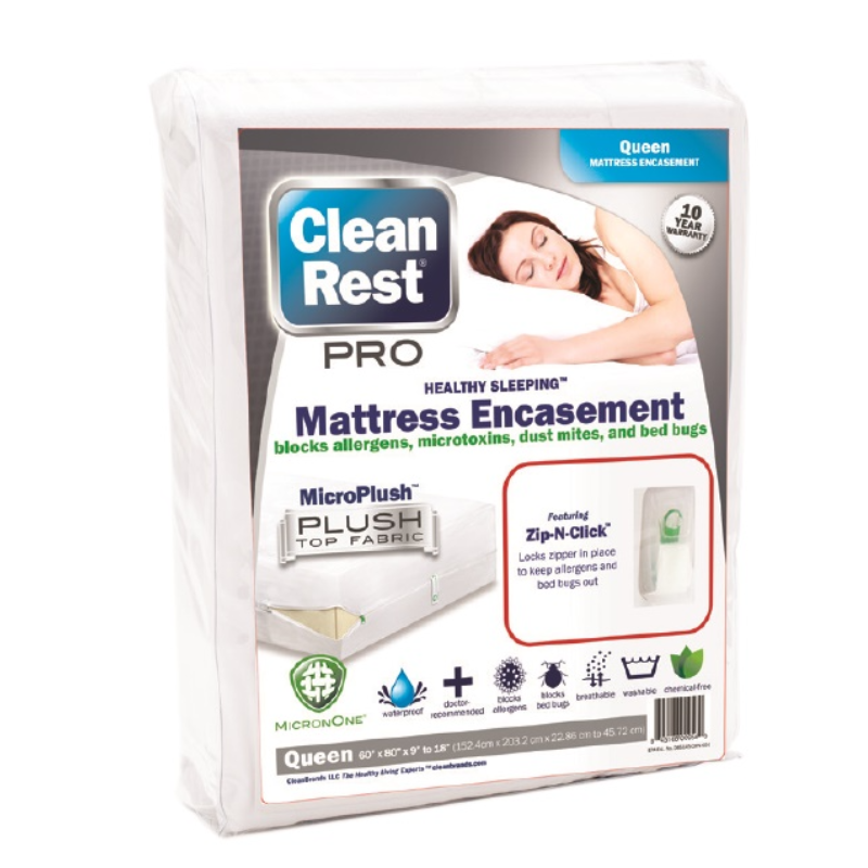 CleanRest® PRO, Zippered Encasement, Waterproof Sleep Surface, 100% Bed Bug Bite, Enter, and Escape Proof, 10-Year Warranty, Queen 60" x 80" 9"-18"