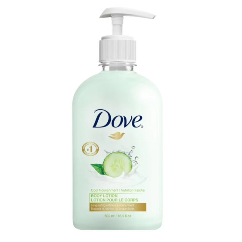 Dove Cool Nourishment Body Lotion – Cucumber & Green Tea – 500mL (16.9oz) Bottle with Pump – 24 Case Pack