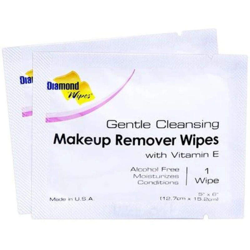 Diamond Makeup Remover Wipes – Individually Wrapped (Case of 500)