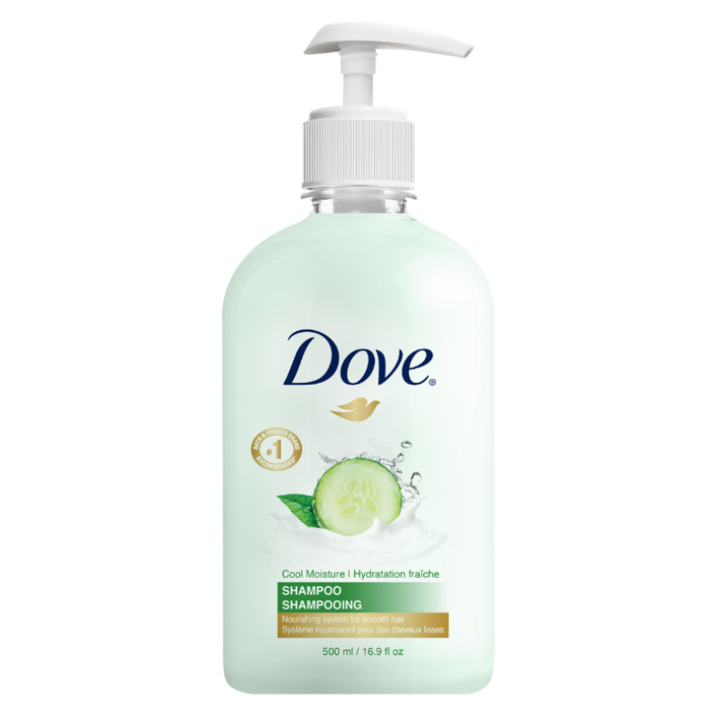 Dove Cool Moisture Shampoo – Cucumber & Green Tea – 500mL (16.9oz) Bottle with Pump – 24 Case Pack