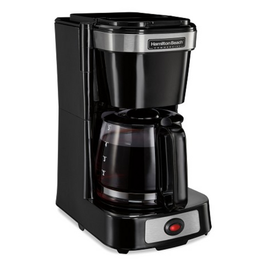 4 Cup Hospitality Rated Coffee Maker, ASO, Swing/Lift Off Brew Basket, Black w/ Stainless Steel Carafe