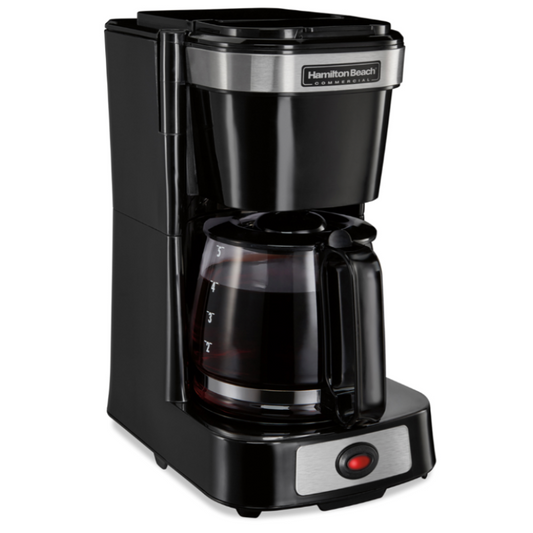 4 Cup Hospitality Rated Coffee Maker, ASO, Swing/Lift Off Brew Basket, Black w/ Glass Carafe