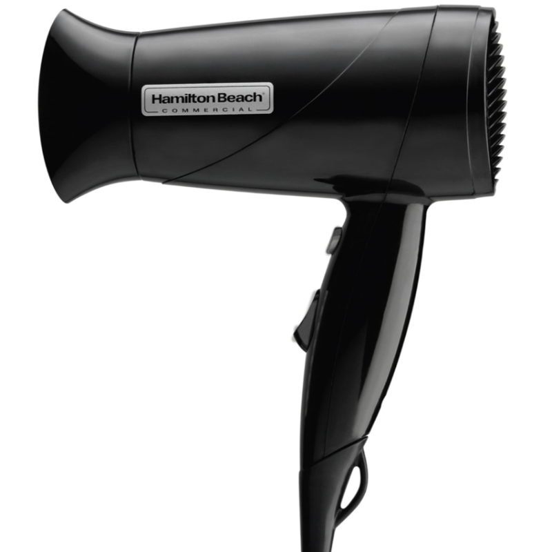 Hand Held Hair Dryer, 1600 Watts, Mid-Size, Concentrator, Black