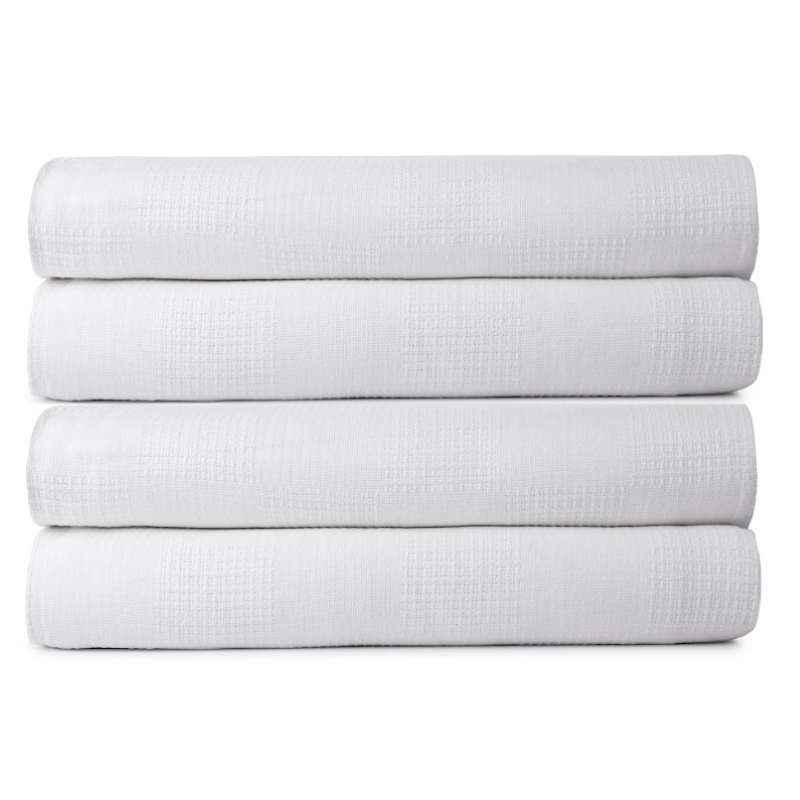 White Thermal Blankets,Twin - No Snag Block Pattern,100% Spun Cotton66" x 90"3.00 lb.