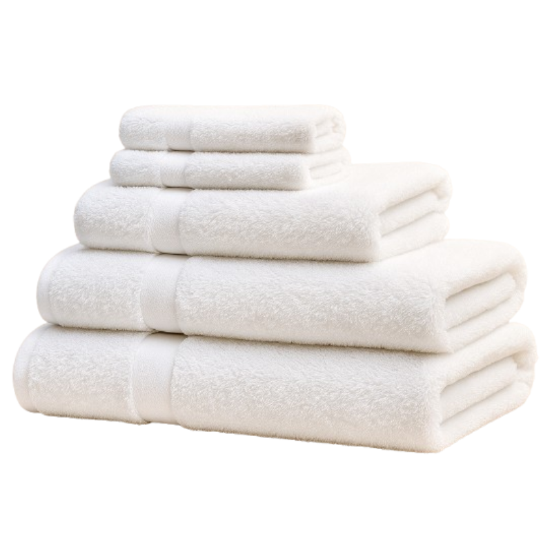Hospro Jewel Bath Towels White, 86% Cotton 14% Polyester, Cam Border 24" x 50" 10.50 lb.