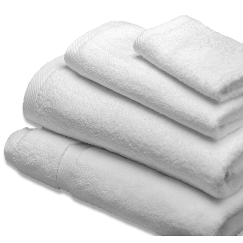 Hospro Summit Hand Towels White, 100% Ring-Spun Cotton, Herringbone Dobby Border16" x 30"3.30 lb.