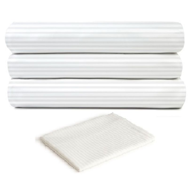 Hospro Performance Sheets Pillowcases 0.4"/ 1cm / 10mm White/White Stripe, 70/30 Woven Cotton/Poly Blend, 12"-15" Pockets KING 42" x 46"