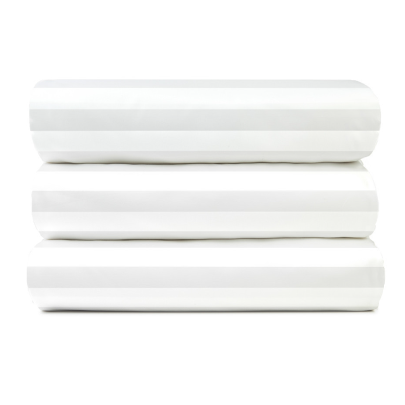 Hospro Signature T-250 Sheets Flat Sheets 1" White/White Stripe, 60/40, 12" - 15" Pockets KING XL 116" x 120"
