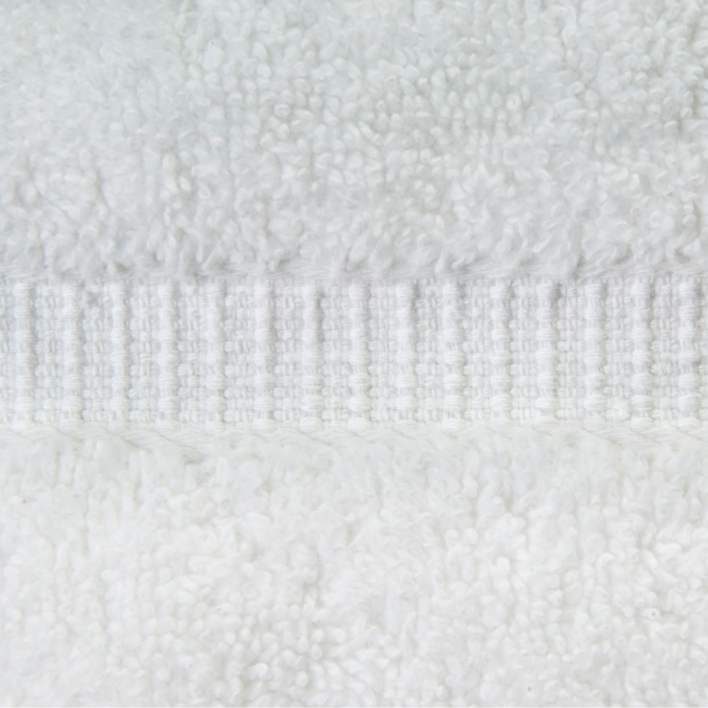 Hospro Treasure Bath Towels White, 86% Ring-Spun Cotton 14% Polyester, Bamboo Pattern Dobby Border 27" x 54" 15.00 lb.