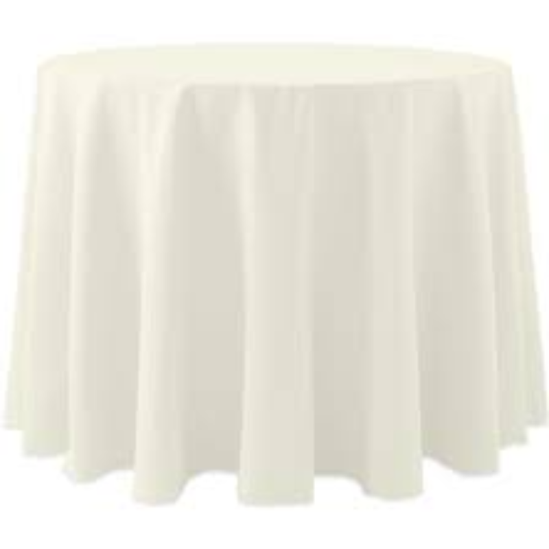 90 ROUND SPUN POLY IVORY TABLE COVER