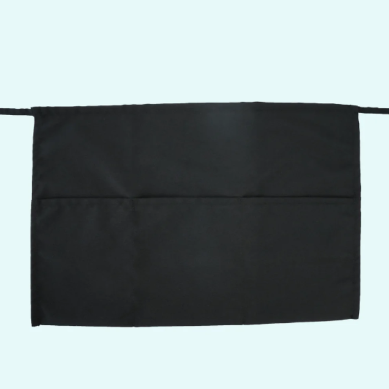 12X22 6.4oz SPUN POLY SERVER APRON - BLACK-3 POCKET