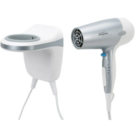 Sunbeam Greensense Wallmount Hair Dryer With Nitelight, Dual Watt 1200/1500, White