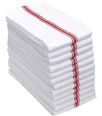 15X26 24OZ SIDE BURGUNDY STRIPE HERRINGBONE KITCHEN TOWEL