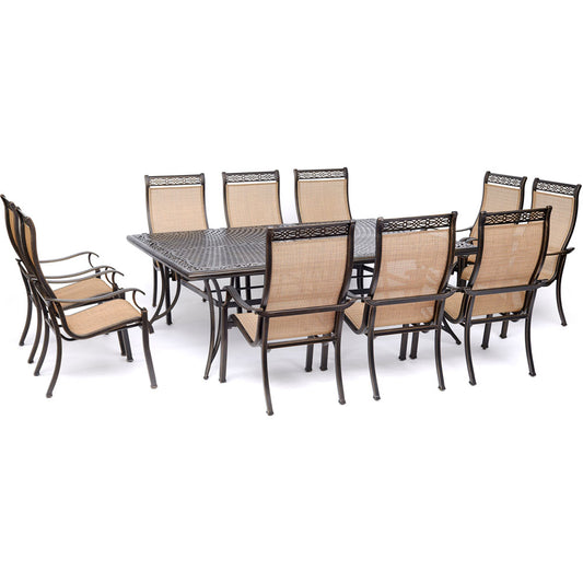 Hanover Manor11pc: 10 Sling Dining Chairs, 60x84" Cast Table111