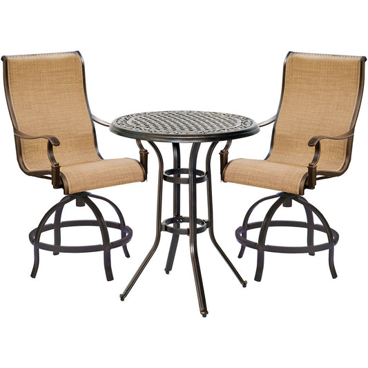 Hanover Manor3pc: 2 Sling Counter Height Swvl Chairs, 30" Rnd Cast Table (36"H)114