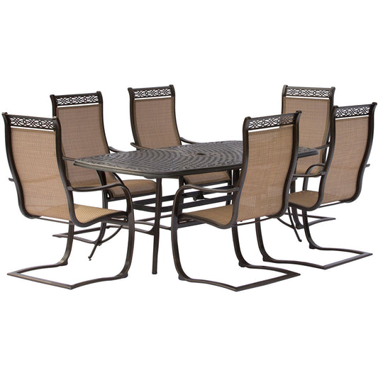 Hanover Manor7pc: 6 Sling Spring Dining Chairs, 38x72" Cast Table121