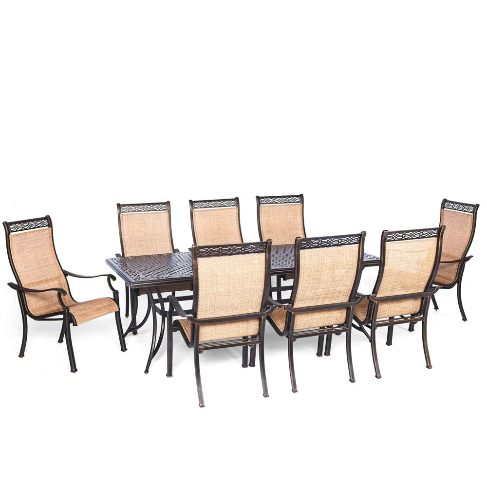 Hanover Manor9pc: 8 Sling Dining Chairs, 42x84" Cast Table127