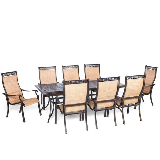 Hanover Manor9pc: 8 Sling Dining Chairs, 42x84" Cast Table127