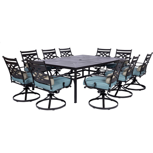 Hanover Montclair11pc: 10 Swivel Rockers, 60"x84" Rectangle Dining Table133