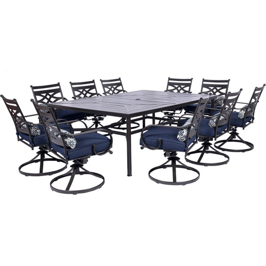 Hanover Montclair11pc: 10 Swivel Rockers, 60"x84" Rectangle Dining Table135