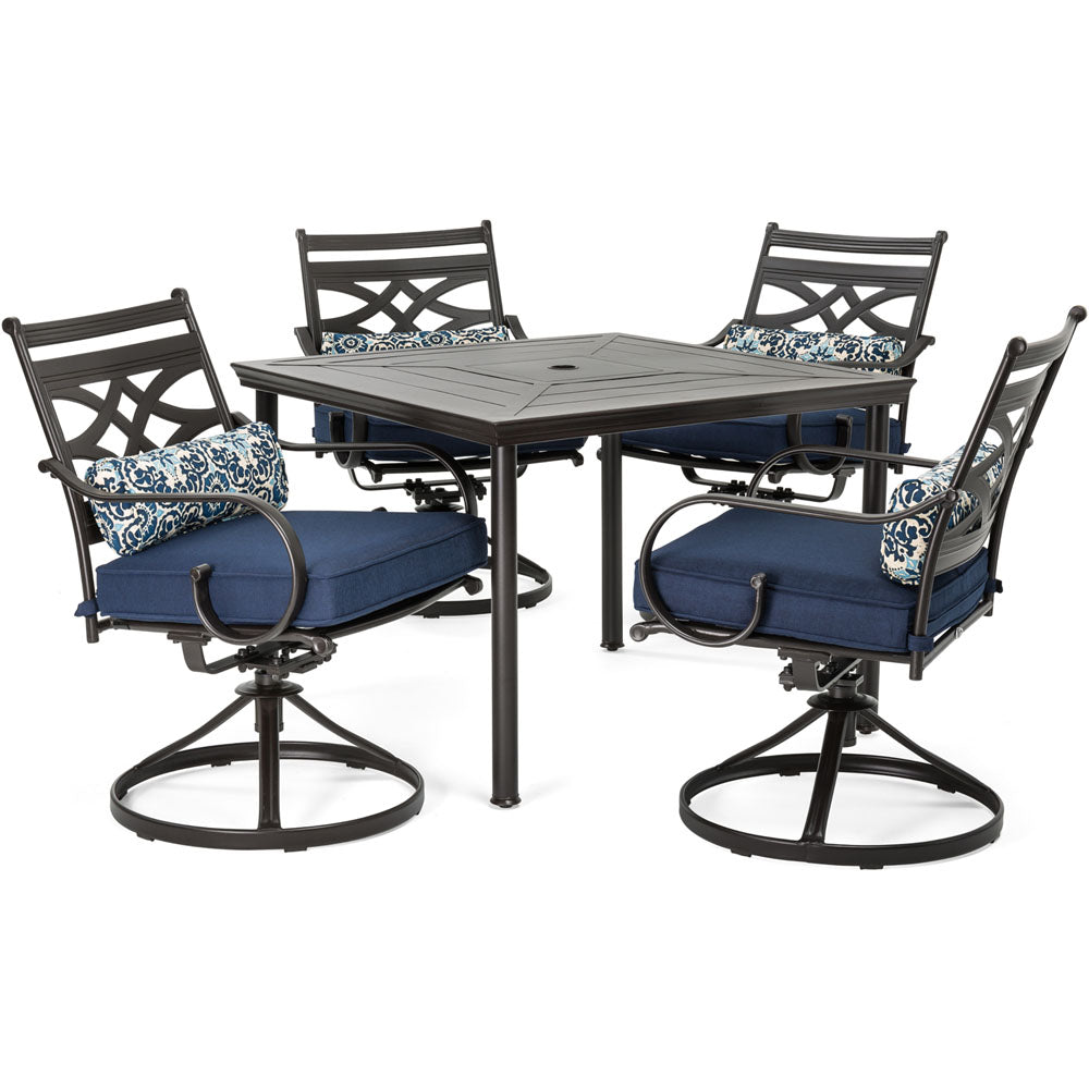 Hanover Montclair5pc: 4 Swivel Rockers, 40" Square Dining Table160