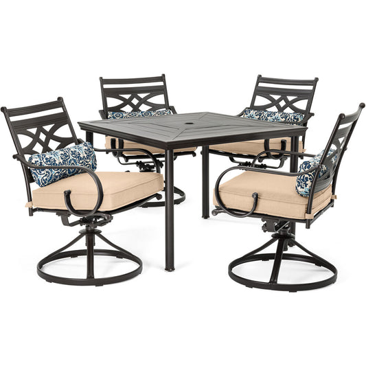 Hanover Montclair5pc: 4 Swivel Rockers, 40" Square Dining Table165