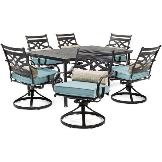 Hanover Montclair7pc: 6 Swivel Rockers, 40x66" Dining Table166