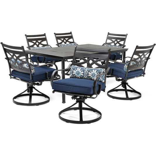 Hanover Montclair7pc: 6 Swivel Rockers, 40x66" Dining Table168