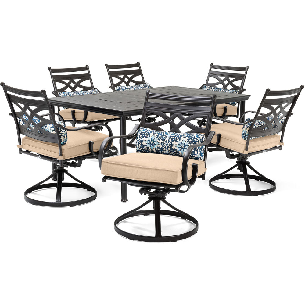 Hanover Montclair7pc: 6 Swivel Rockers, 40x66" Dining Table173