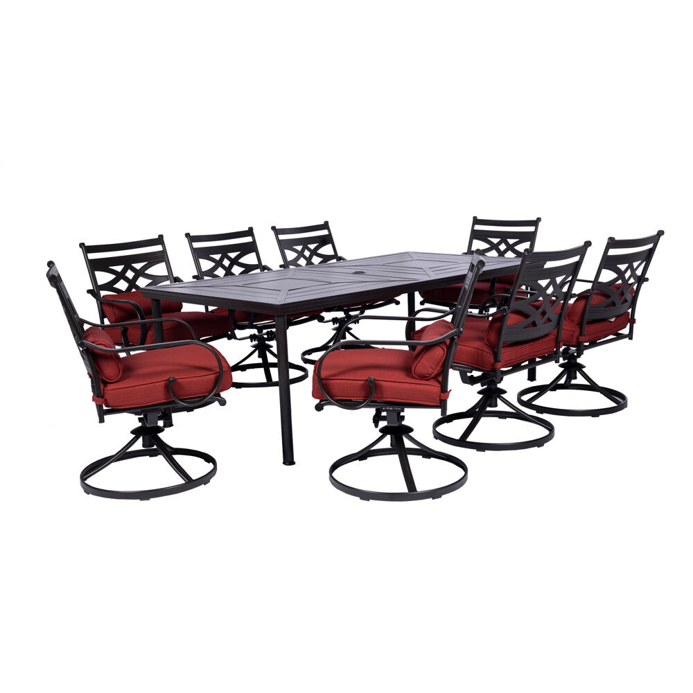 Hanover Montclair9pc: 8 Swivel Rockers, 42"x84" Rectangle Dining Table177