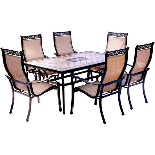 Hanover Monaco7pc: 6 Sling Dining Chairs, 40x68" Tile Top Table210