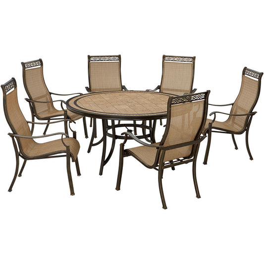 Hanover Monaco7pc: 6 Sling Dining Chairs, 60" Round Tile Table215