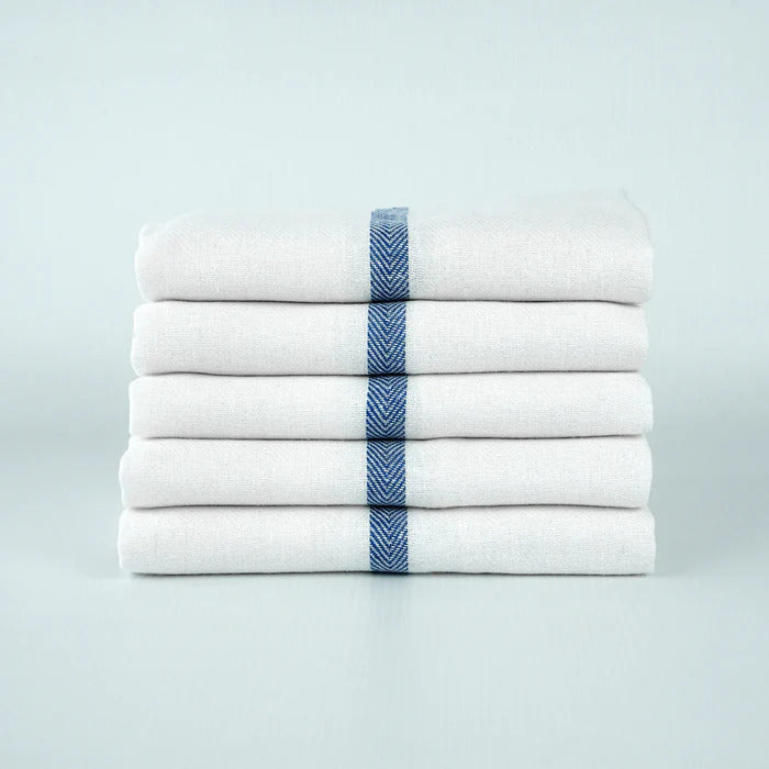 16X28 21 OZ MULTI BLUE STRIPE GLASS TOWEL