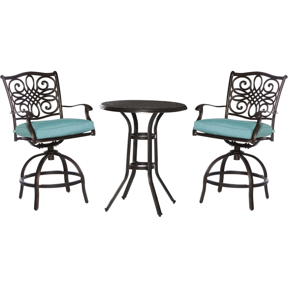 Hanover Traditions3pc: 2 Counter Height Swivel Chairs, 30" Round Cast Tbl (36"H)244