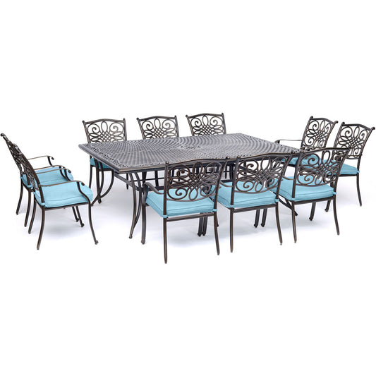 Hanover Traditions11pc: 10 Dining Chairs, 60x84" Cast Table252