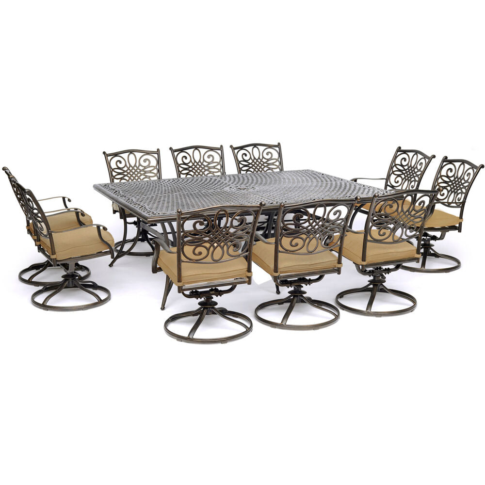Hanover Traditions11pc: 10 Swivel Rockers, 60x84" Cast Table254
