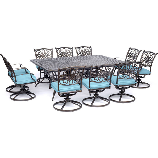 Hanover Traditions11pc: 10 Swivel Rockers, 60x84" Cast Table255