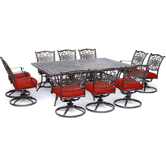 Hanover Traditions11pc: 10 Swivel Rockers, 60x84" Cast Table256