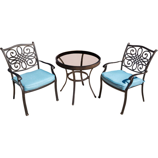 Hanover Traditions3pc: 2 Dining Chairs, 30" Round Glass Top Table261