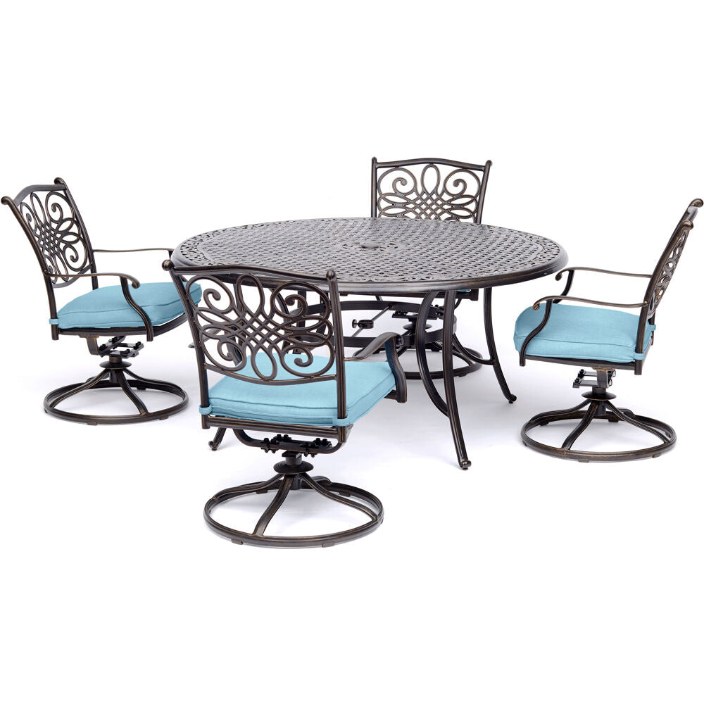 Hanover Traditions5pc: 4 Swivel Rockers, 48" Round Cast Table276