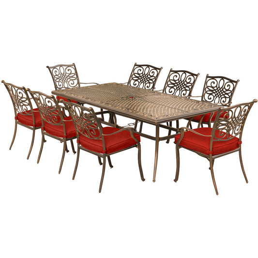 Hanover Traditions9pc: 8 Dining Chairs, 42x84" Cast Table304