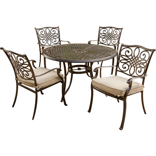 Hanover Traditions5pc: 4 Dining Chairs, 48" Round Cast Table321