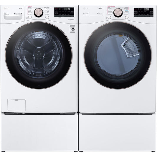 LG 4.5 CF Front Load Washer (WM4000HWA) & 7.4 CF Electric Dryer (DLEX4000W),Laundry