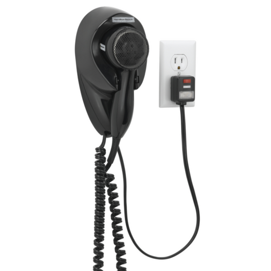 Wall Mount Hair Dryer, 1500 Watts, Auto Safety Shut Off, Toggle Switch, Nightlight on Plug, Black