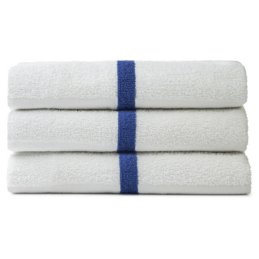 Center Blue Stripe Pool Towel 86% Cotton 14% Polyester, Cam Border