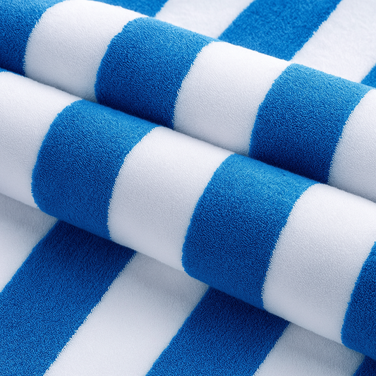 Blue Tropical Stripes 100% Ring-Spun Cotton