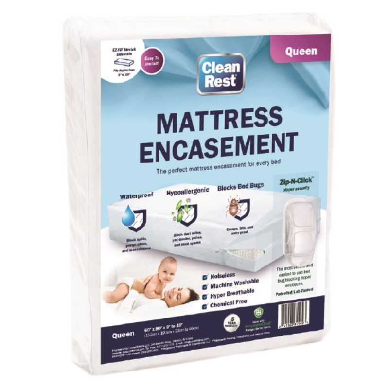 CleanRest, Zippered Encasement, Waterproof Sleep Surface, 100% Bed Bug Bite, Enter, and Escape Proof, 5-Year Warranty, King 78" x 80" 9"-18"